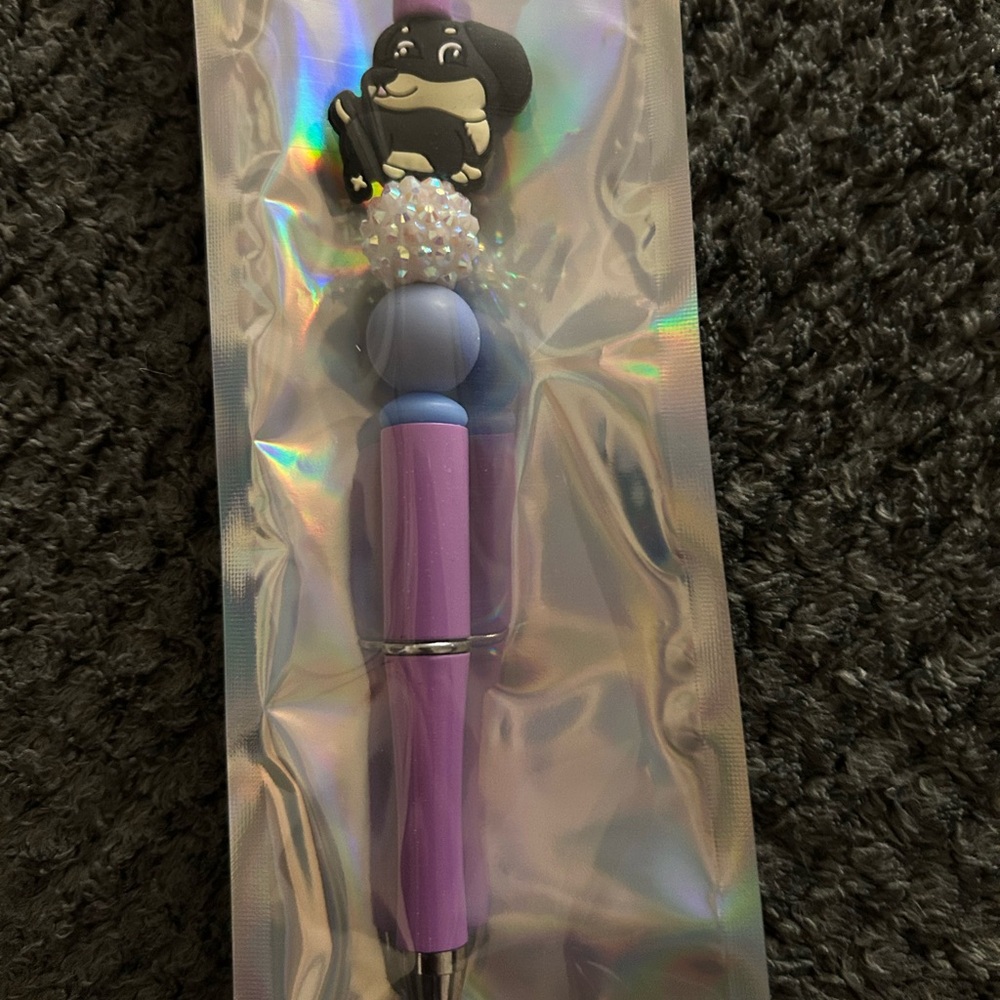 Hand Crafted Lavender and Periwinkle  Pen with Dog Topper